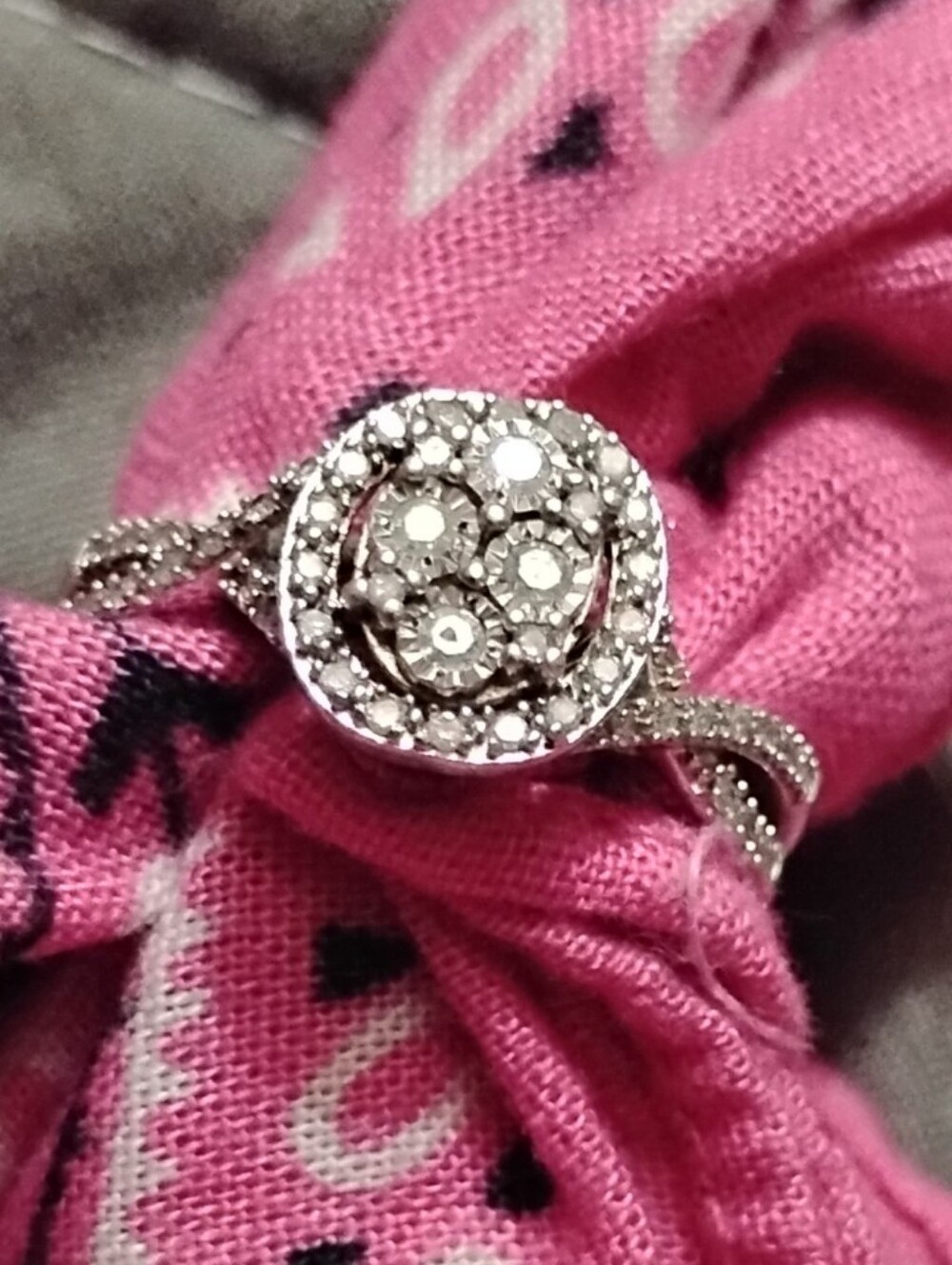 Sterling Silver Diamond Ring Size 8